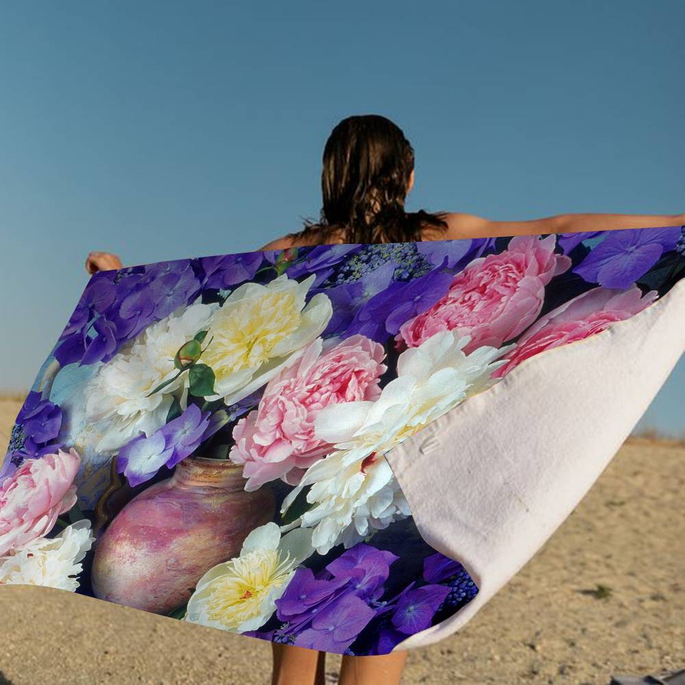 Fiori di Peonia Petalo Soffice Grandi Asciugamani da Spiaggia in Microfibra Asciugatura Rapida Asciugamano Asciugamani da Spiaggia Sabbia Asciugamano per Piscina per Viaggio Costume da Bagno Piscina Yoga