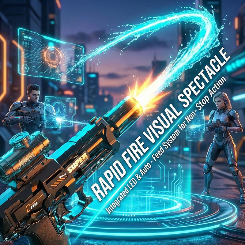 Elektrische Wasserpistole Automatischer Spritzblaster Mit LED-Lichtern & Hoher Kapazität Für Erwachsene Kinder