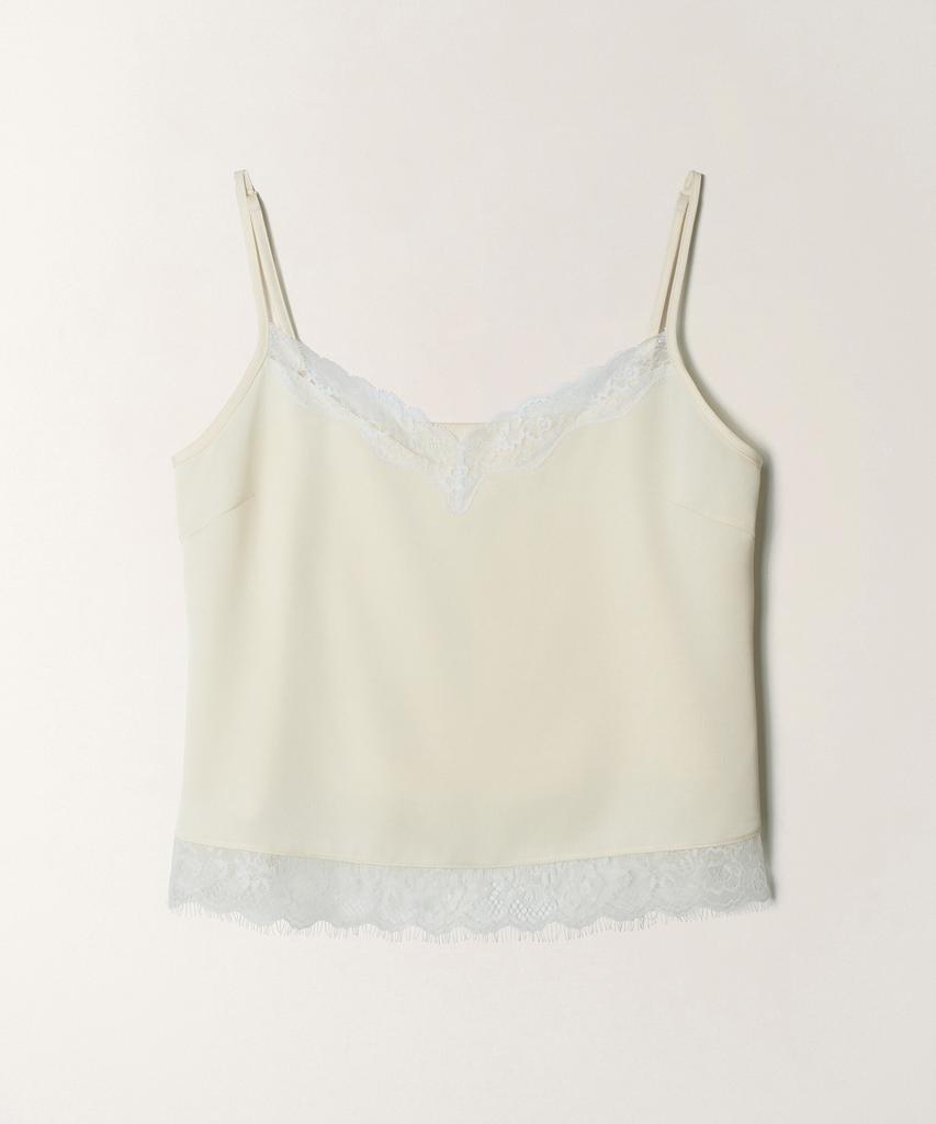 TTUDEMENT Satin Lace Blouse Top_Cream