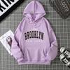 Brooklyn Print Fleece Hoodie: Autumn/Winter Loose Fit for Women & Couples