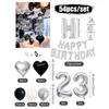 30/54pcs Black and White Balloons, Silver Banner Balloons Suitable for Birthday Decoration and Holiday Decoration