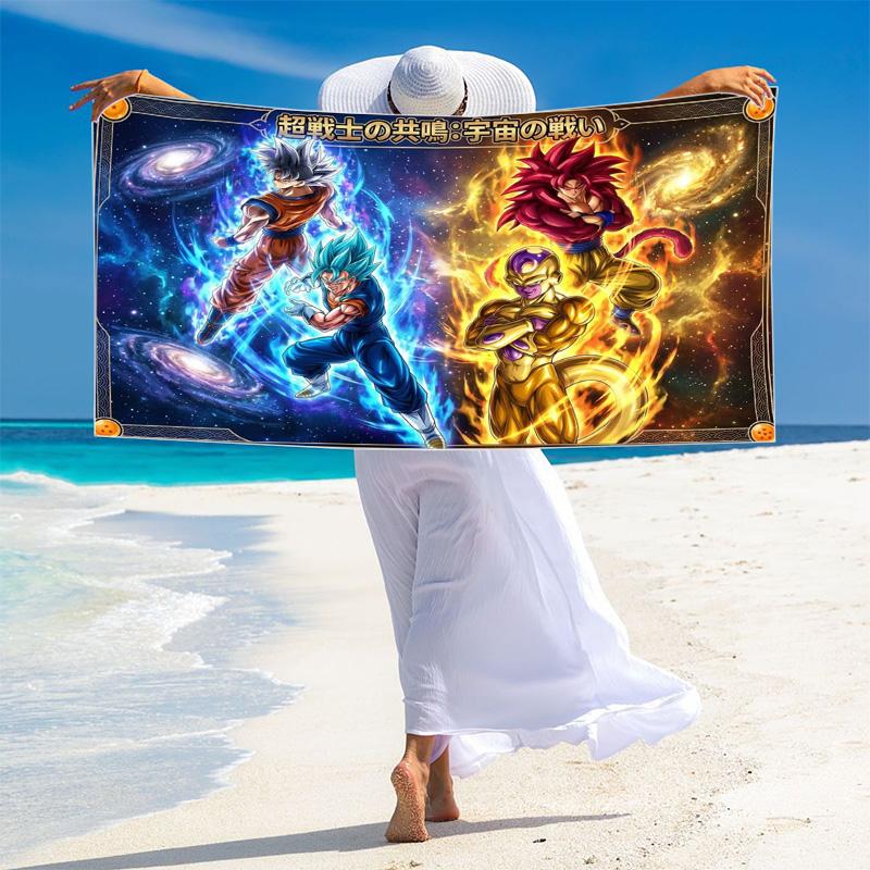 Son-Goku Print Beach Towel, Large Soft Quick Dry Towel for Beach Camping Swimming