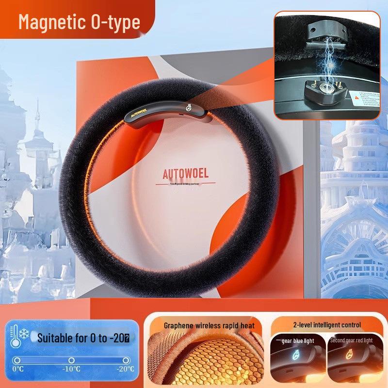 Husă Volan Universală Încălzită Wireless - Pluș, Anti-Îngheț, Suedeză cu Fir Scurt pentru Iarnă, Rotundă și în Formă de D