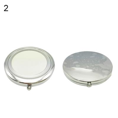 Portable Solid Color Metallic Round Shape Makeup Pop-Up Dual-Side Pocket Mirror
