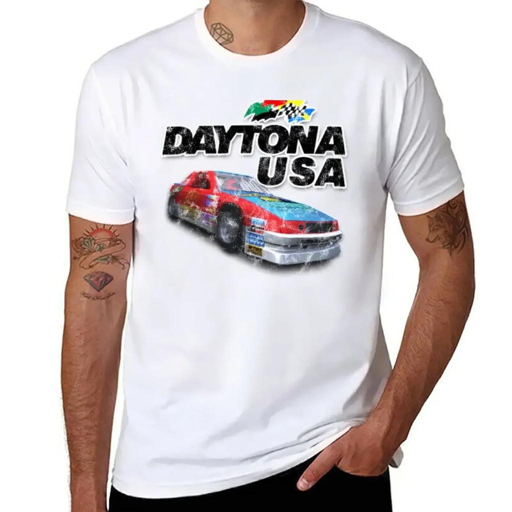 Übergrößen Tops Herrenbekleidung Custom T-Shirts Designe deine eigenen Workout-Shirts für Männer Daytona USA Distressed Auto Logo T-Shirt
