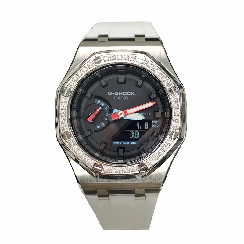 CASIO Мужские Жидкокристаллические, Аналогово-Цифровые Двойной Дисплей Серия 44 мм Черные Часы GA-2100-1A1(Watch3--)