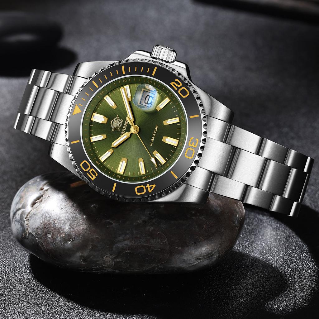 ADDIESDIVE Luxury Watch for Men Waterproof Watches Stainless Steel Super Luminous 200m Dive Man Quartz Wristwatches Reloj Hombre