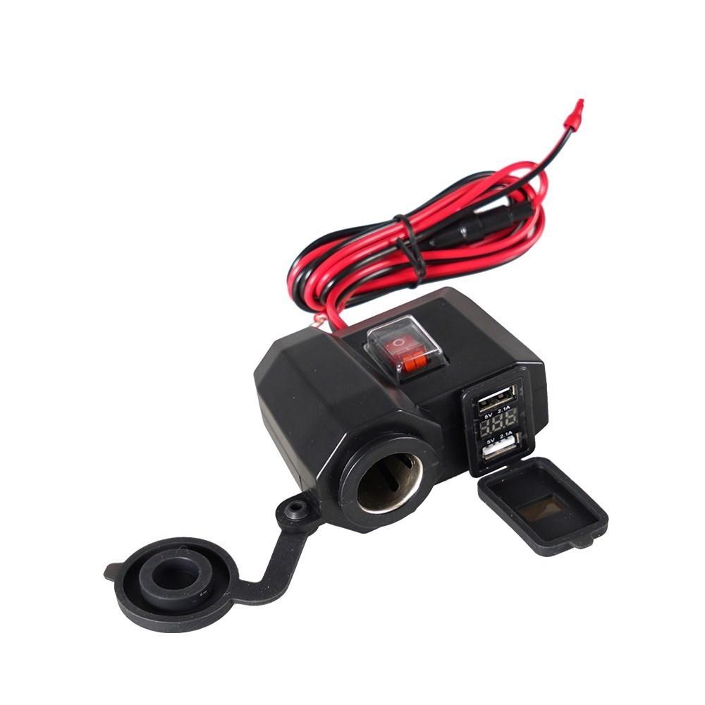 12V USB Charger Motorcycle Handlebar Charger Waterproof Usb Charger Socket Adapter Outlet Port LED Split Motorcycle Accessories