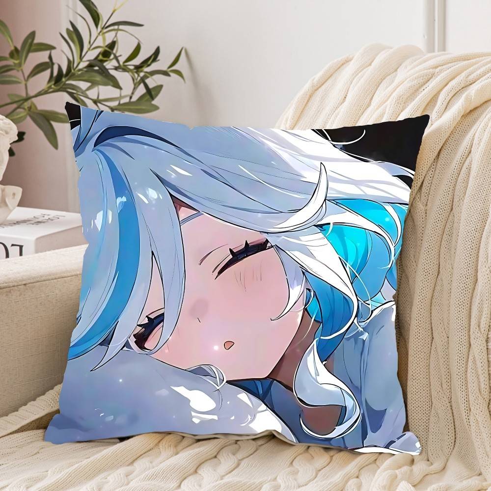 Cute F-Furina G-Genshin Impact Pillow Case Cushion Cover Soft Cute Throw Pillow Case For Car Sofa Pillowcase Polyester