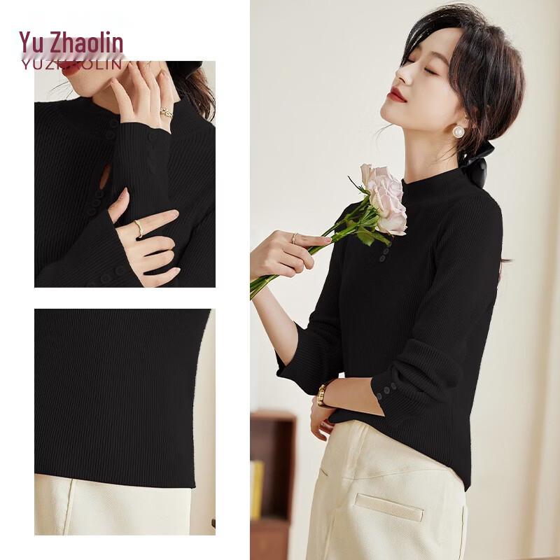 YUZHAOLIN Women's Thin Knitted Half-High Collar Top
