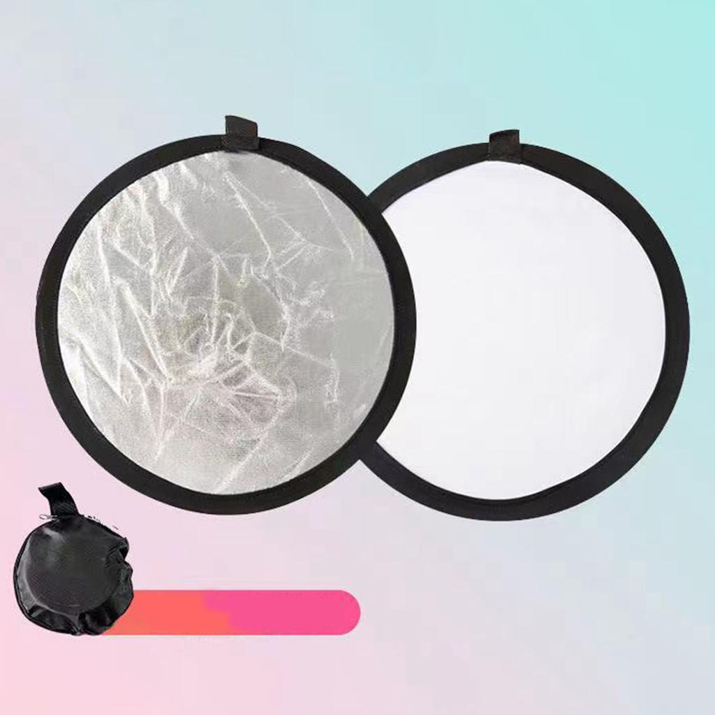 Light Reflector Two In 1 Photography Reflector Round Silver White Light Diffuser, Photography Panel for Camera Fill Light