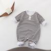 Long Sleeve Striped Round Neck Infant Baby One Piece Romper Crawling Jumpsuit