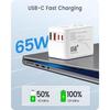Adaptateur de voyage - lencent - gan3 65w - 2 usb-a qc4.0 - 2 usb-c pd3.0 - prises interchangeables