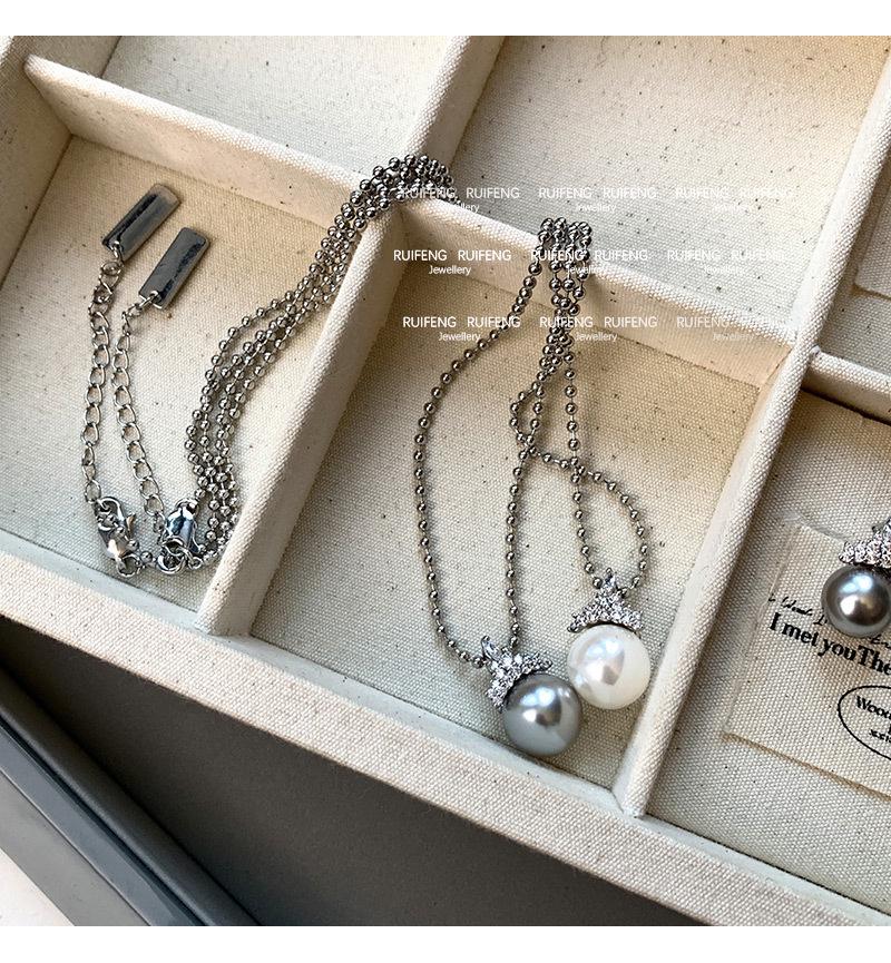 Shijiaao White Pearl Earrings & Snow Queen Crown High-End Clavicle Necklace for Women