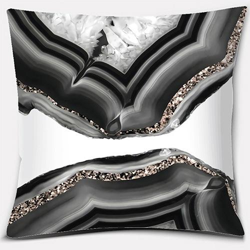 4Pcs Black & White Agate Pattern Pillowcasesuitable For Sofa Car Bedroom Decorative Cushion Cover Pillow Cover