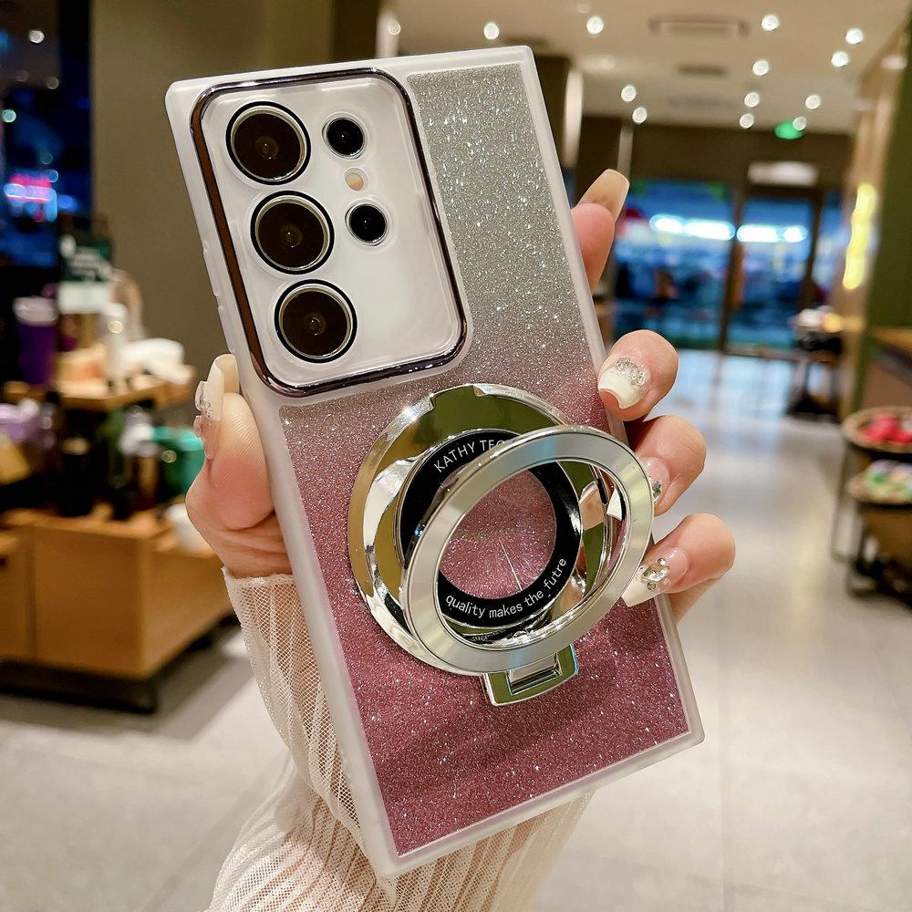 For Samsung Galaxy S24 Ultra Bling Ring Holder TPU Case Magnetic TPU Case For Galaxy S24 S23 FE S22 S21 Ultra