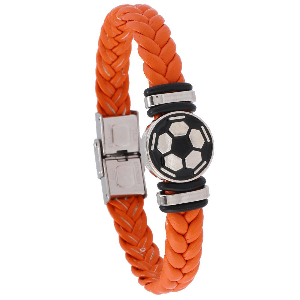 Men's Stainless Steel Luminous Football Team Leather Bracelet - Commemorative Gift