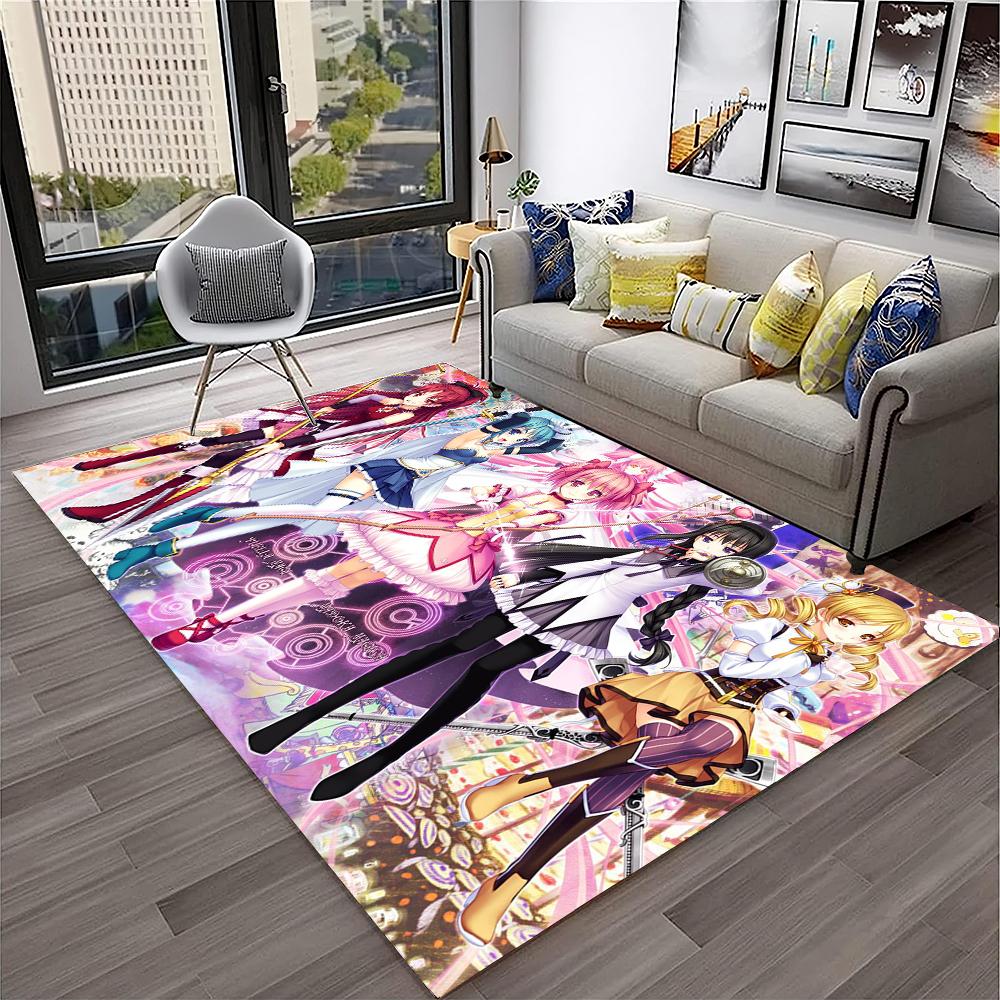 3D Cartoon Puella Magi Madoka Magica Carpet Rug for Home Living Room Bedroom Sofa Doormat Decor,kids Area Rug Non-slip Floor Mat
