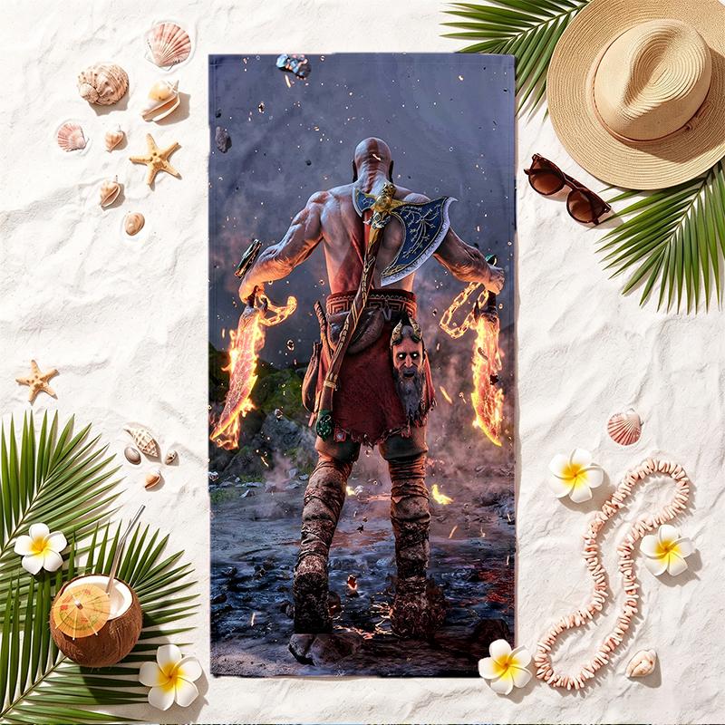 God of War Soft Beach Towel Stylish Beach Pool Towel for Summer Seaside Vacation Travel
