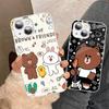 B-BrownS Bear C-ConyS Phone Case Tempered Glass For Iphone 14 13 12 11 Pro Mini XS MAX 14Plus X XS XR Fundas