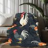 Chicken-Themed Flannel Blanket - Soft, Breathable Polyester with Vibrant Rooster & Hen Design, Perfect for All Seasons,