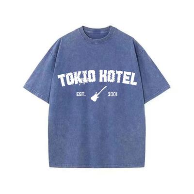 Retro Washed Vintage T-Shirt Rockband Tokio Hotel Kaulitz T-Shirt Herrenmode Casual Pullover Sweatshirt Männer Frauen T-Shirt