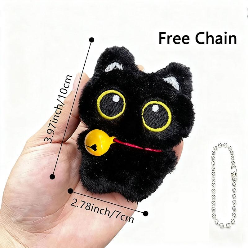 Cute Black Cat Plush Toy 10 Cm Small Doll Pendant Keychain Cartoon Soft Animal Stuffed Doll Backpack Bag Decoration Gift