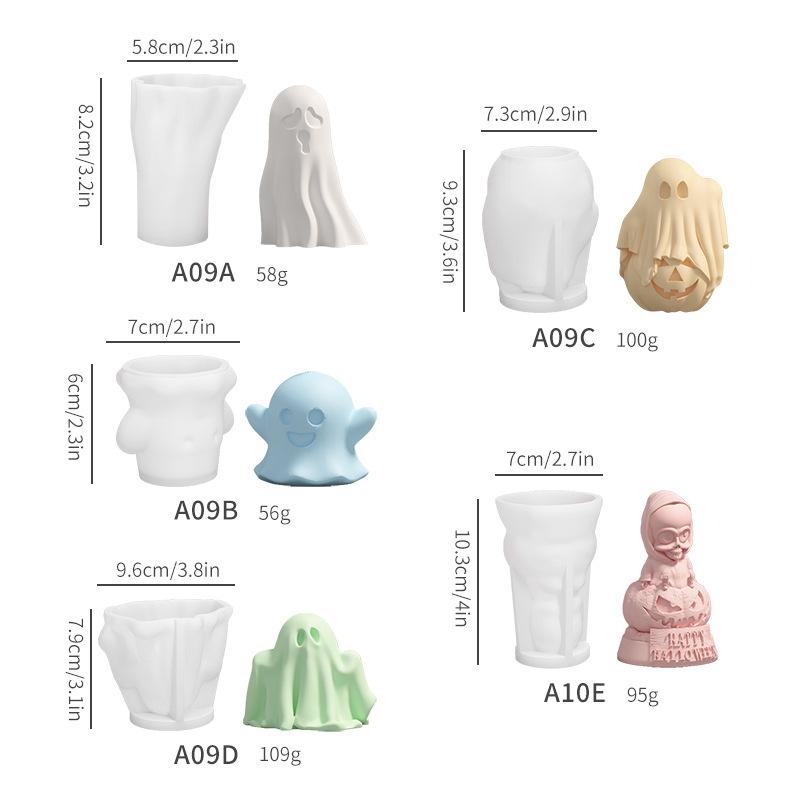 3D Ghost Pumpkin Zombie Silicone Molds DIY Halloween Candle Crafts Plaster Resin Cast Mold Home Artwork Make Halloween Gifts