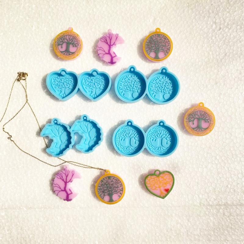 1/4Pieces Earring Resin Molds Life Tree Earring Mold for Jewelry Making Silicone Molds for Resin DIY Fashion Earring