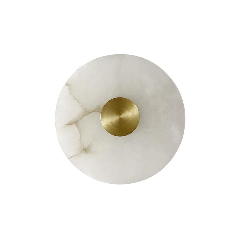 Nordic Luxury Round Natural Marble Wall Lamp for Bedroom and Living Room