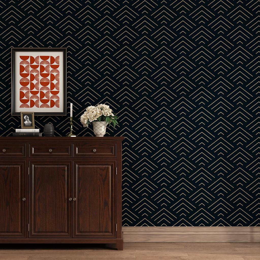 40cm wall sticker thickened bedroom stripes waterproof moisture-proof European modern Background wallpaper room decoration