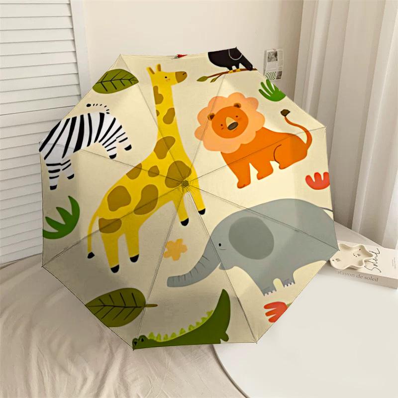 

1PC jungle animals Umbrella-8-Rib Reinforced Portable Folding Travel Suitable for All Seasons Outdoor Daily Use-J382