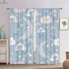 וילונות מצוירים חמודים עם הדפס כוכבים, ירח ועננים, תואמי צבעים כחול ולבן, וילונות דקורטיביים לחדר ילדים, 2 יחידות