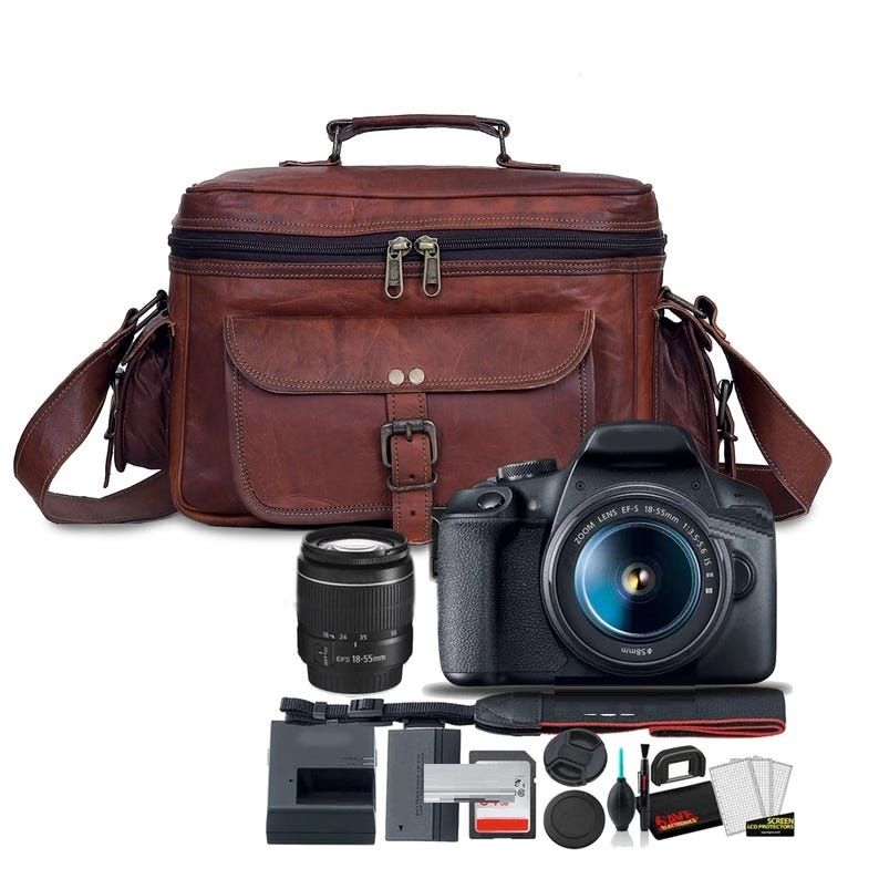 Personalized Leather Camera Bag: Vintage Style Crossbody Travel Bag
