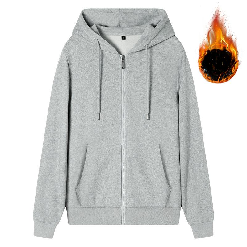 100% Cotton Cardigan Zipper Sweater Hooded Autumn and Winter Loose Sports Casual Jacket Top Men