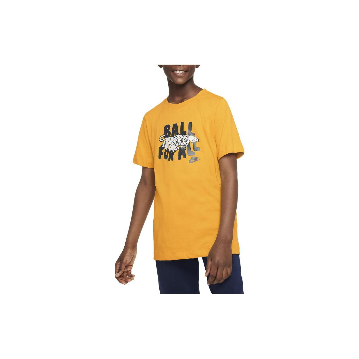

Nike Kids Round Neck Printed Short Sleeve T-Shirt Kids tops Yellow DR8795-752 XL
