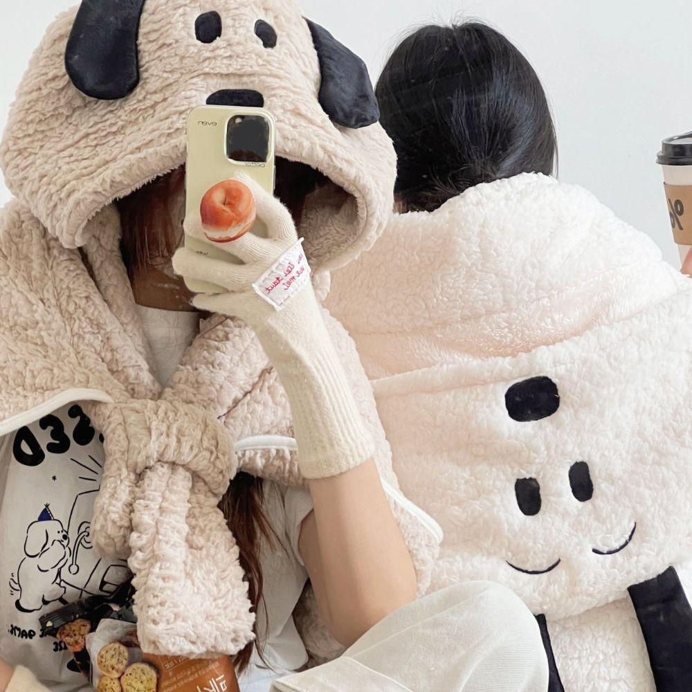 Soft Bear Hooded Blanket Fleece Material Blanket Shawl Winter Wearable Blanket  Living Room