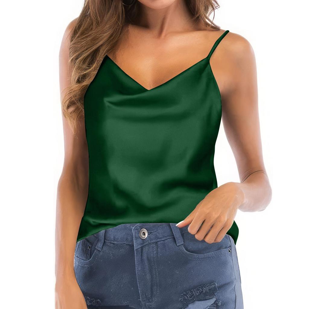 Vestă subțire, fără mâneci, cu bretele spaghete, de culoare solidă