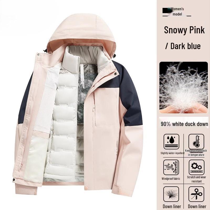 Women's 2024 Three-in-One Winter Hiking Windbreaker: Thickened, Warm, and Windproof Outdoor Jacket