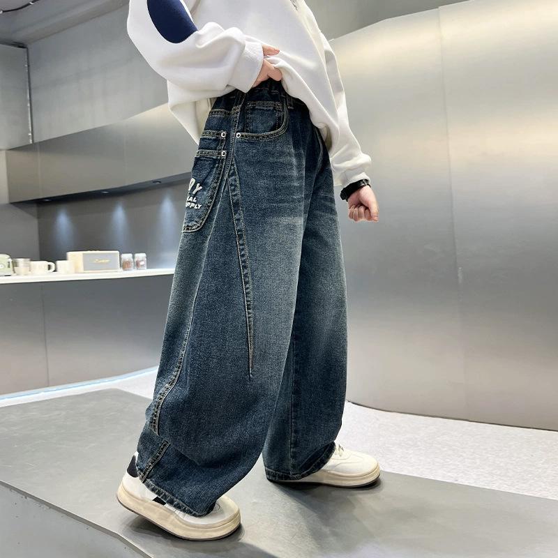 Boys Casual Straight Denim Long Pants Kids Youth Fashion Trousers
