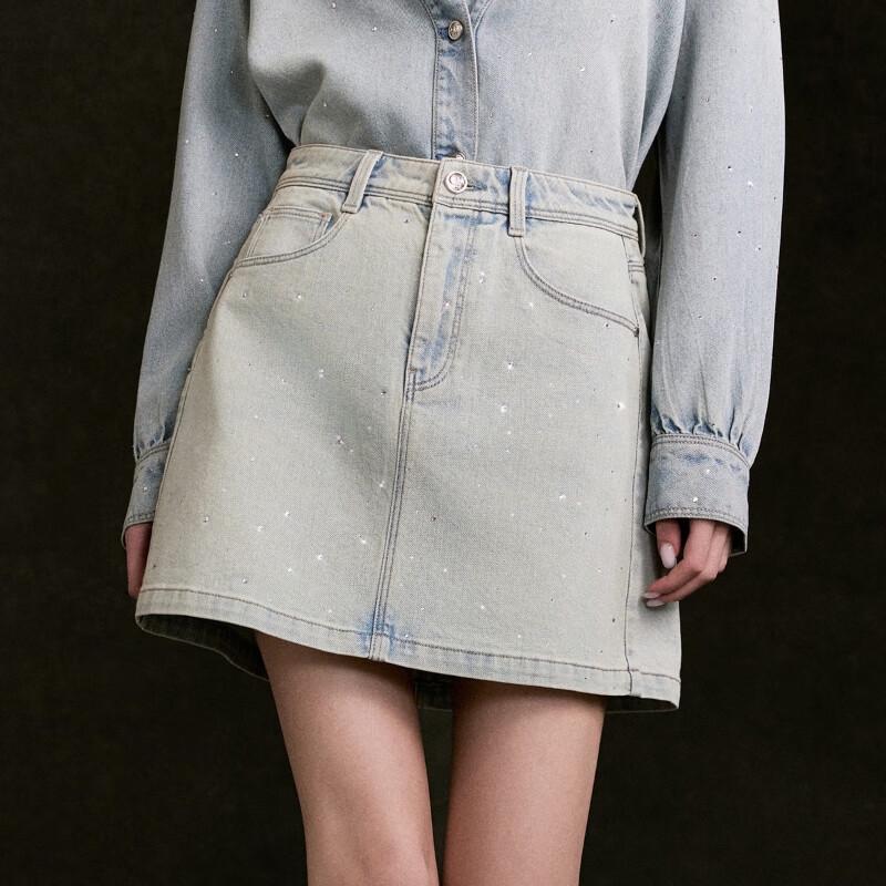 ONLY 2026 Spring Rhinestone A-Line Denim Mini Skirt