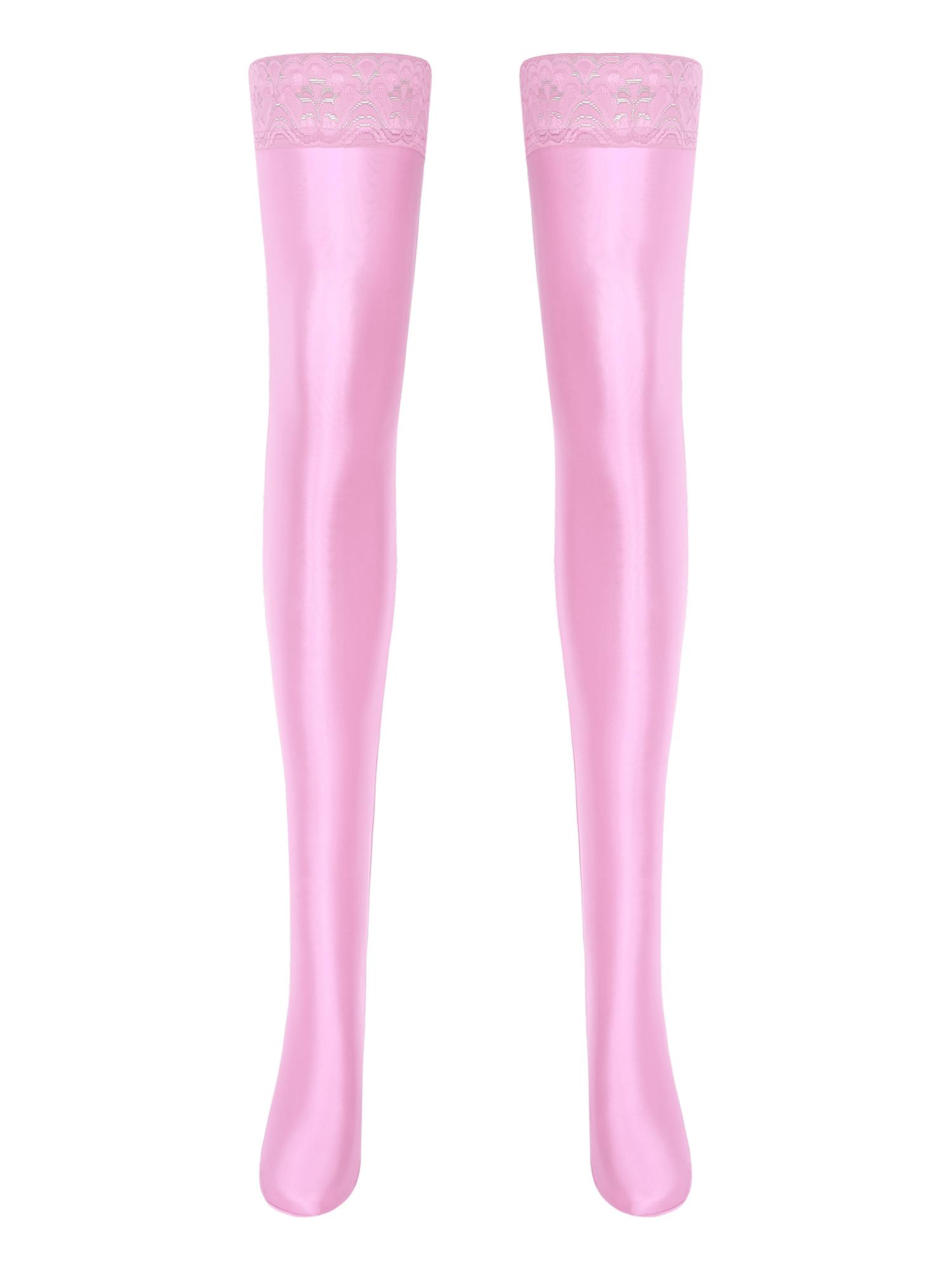 

Womens Thigh High Stockings Anti-Slip Silicone Lace Trim Party Wear One Size рожевий