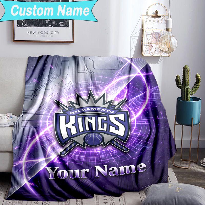 Custom Name Blanket Sacramento Basketball Logo Blanket Bedding Blanket for Travel, Camping, Living Rooms, Offices, Sofas, Fan Christmas gift