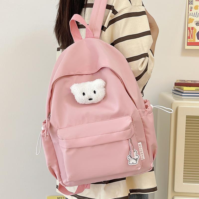 Schoolbag female college student Japanese minimalist style solid color light backpack Mori soft sister college middle school student backpack