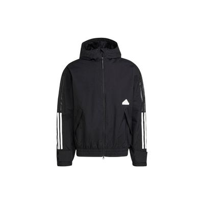 Striped Print Logo Zip Hoodie Jacket Men Outerwear Black HG2062