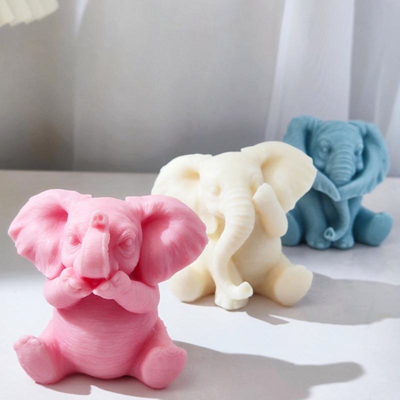 Silicone 3D Elephants Candle Molds Soap Resin Mould DIY Animal Aromatherapy Candle Mold Hand Craft for Home Party-Decor
