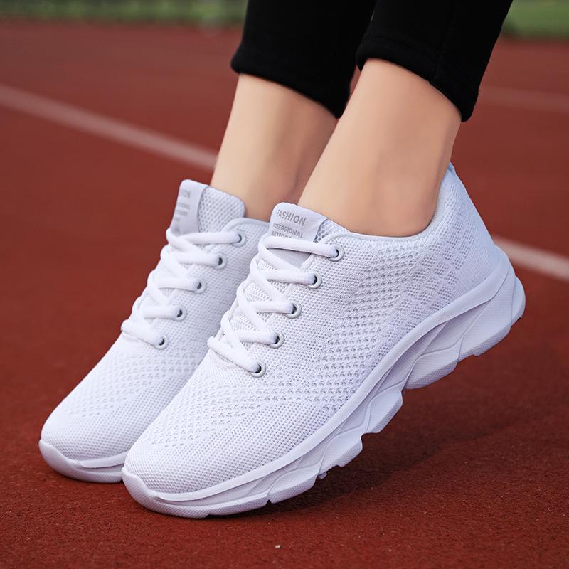 Damskie lekkie sneakersy z siateczki: Wiosenne Casualowe Antypoślizgowe Miękka Podeszwa Płaski Obcas Buty do Biegania