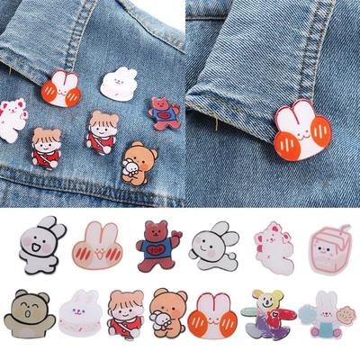 Bunny Cartoons Bunny Brooches Acrylic Bear Bunny Lapel Pins Cartoons Dog Pin Dog Pin Badge  Gift
