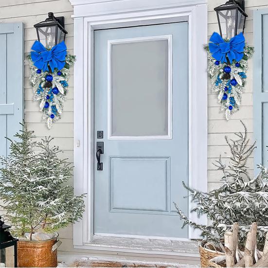 Yousheng Christmas Staircase Wreath Garland Bow Front Door Hanging Garden Xmas Tree Pendant Party New Year Home Decoration