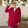 Autumn Winter Women Cotton Parkas Long Thick Jacket Red Velvet Lamb Hooded Outerwear Female Clothing